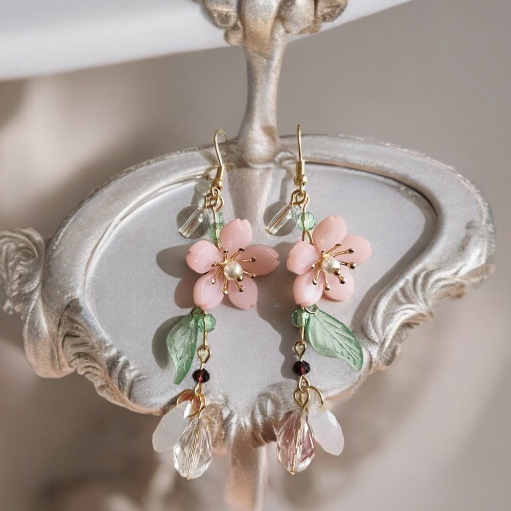 Cherry Blossom fairy drop earrings. New.